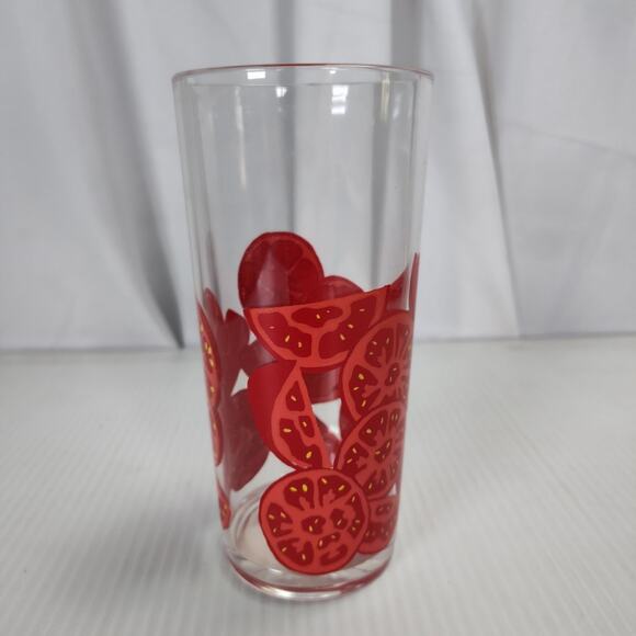 Vintage Cera Glass Les Plastique Tumblers 6pc Tomatoes 15oz Plastic Cups - Picture 2 of 14
